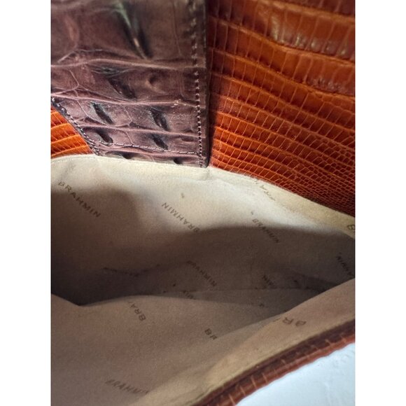 Brahmin Maggie Hobo Brown Croc Embossed Leather Hobo Shoulder Bag With Brass Har - Picture 5 of 8